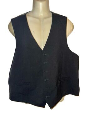 Satin like Black Vest with Button Front